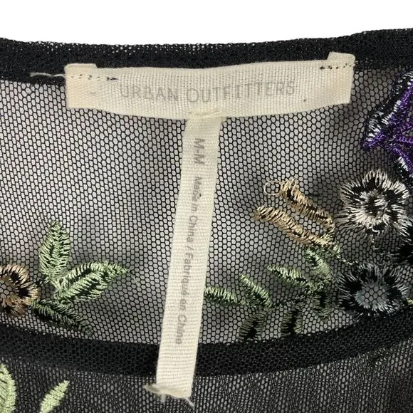 Urban Outfitters | Embroidered Sheer Mesh Shirt Boho - Picture 6 of 8